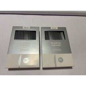 100 Silver Amscan Premium Heavy Duty Reusable Dishwasher Safe Plastic Knives